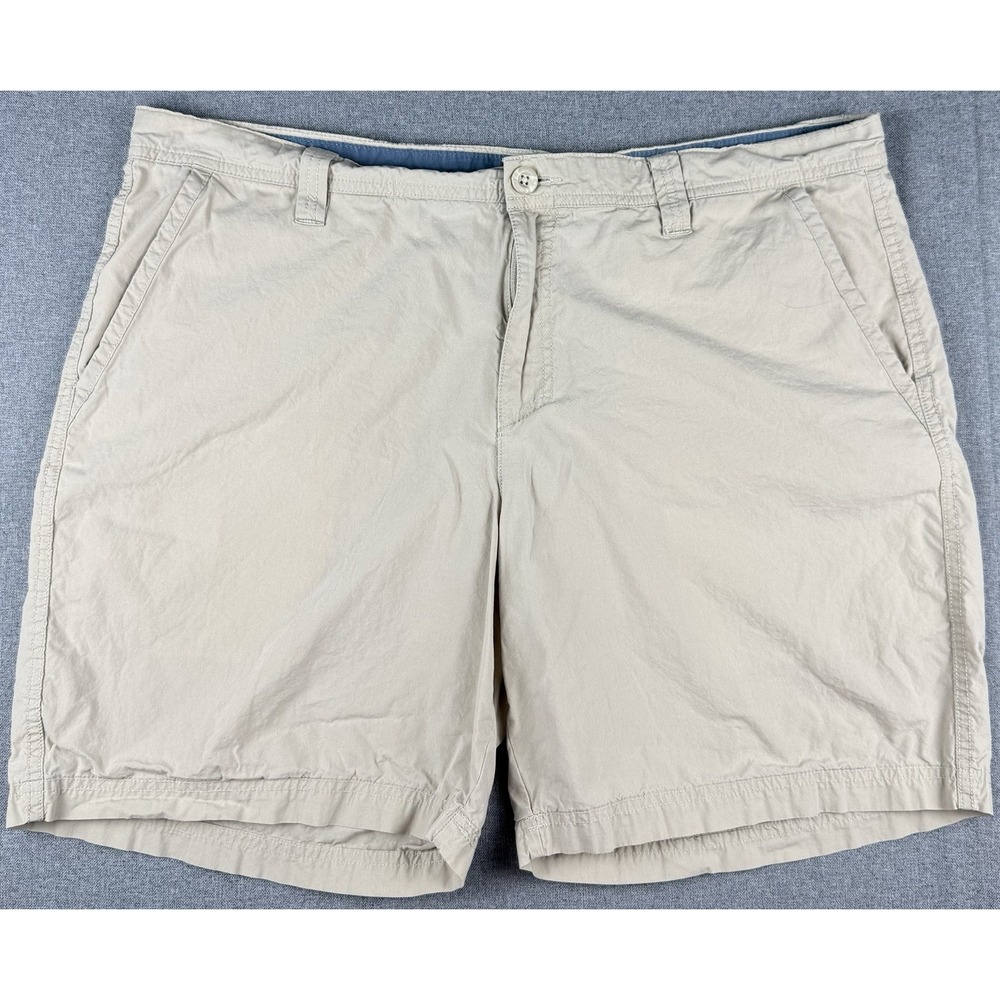 Columbia Mens Khaki Chino Shorts Size 38W 8" Inseam Cotton Casual Flat Front